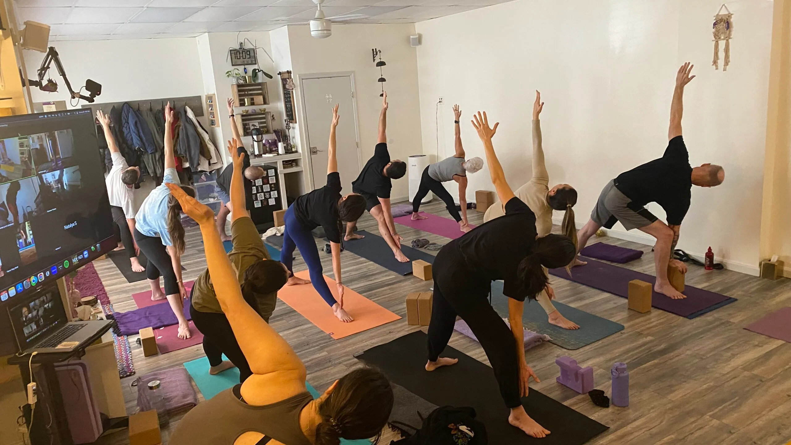Bright practice space at Owl's Head Yoga